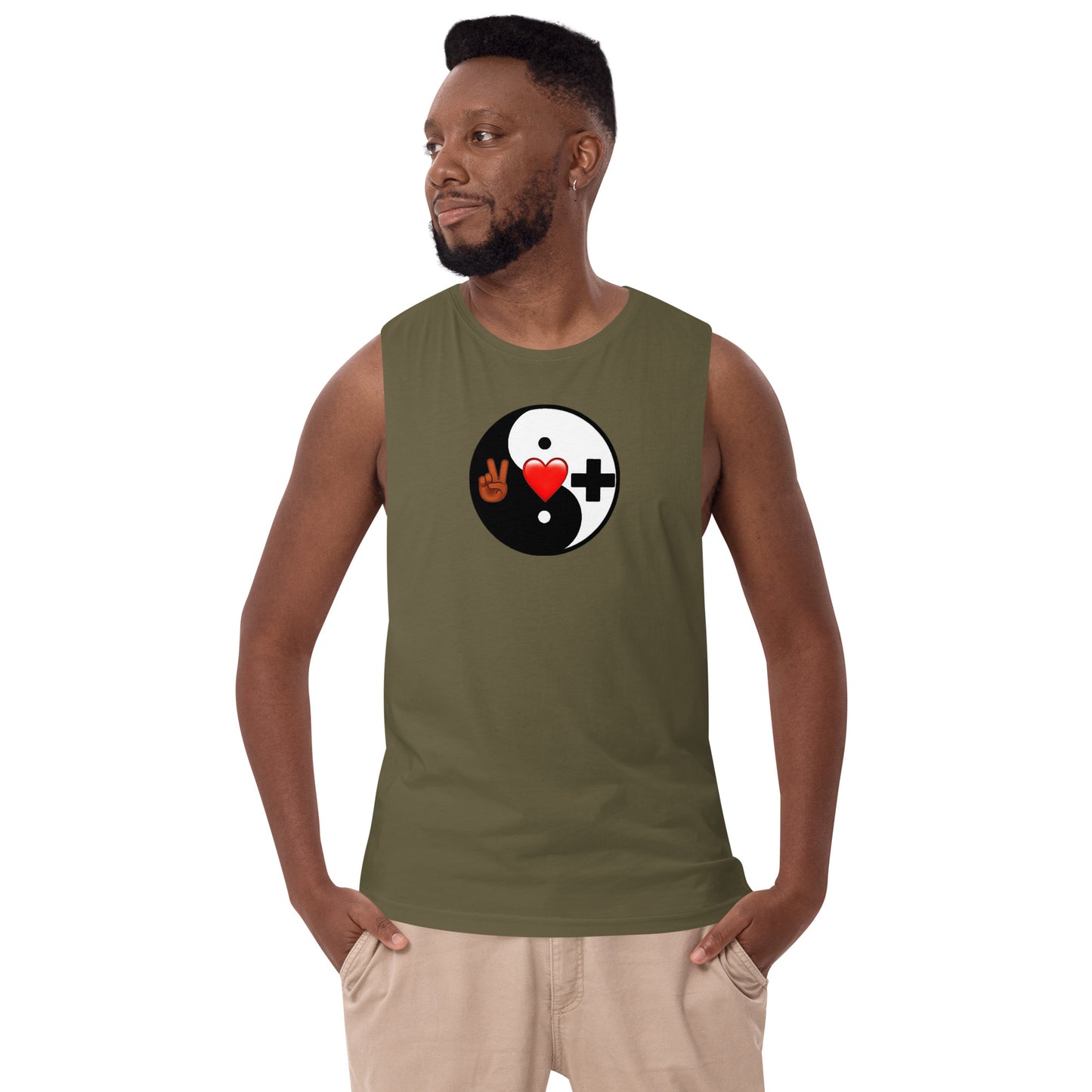 Men’s Drop Arm Tank Top (YIN)