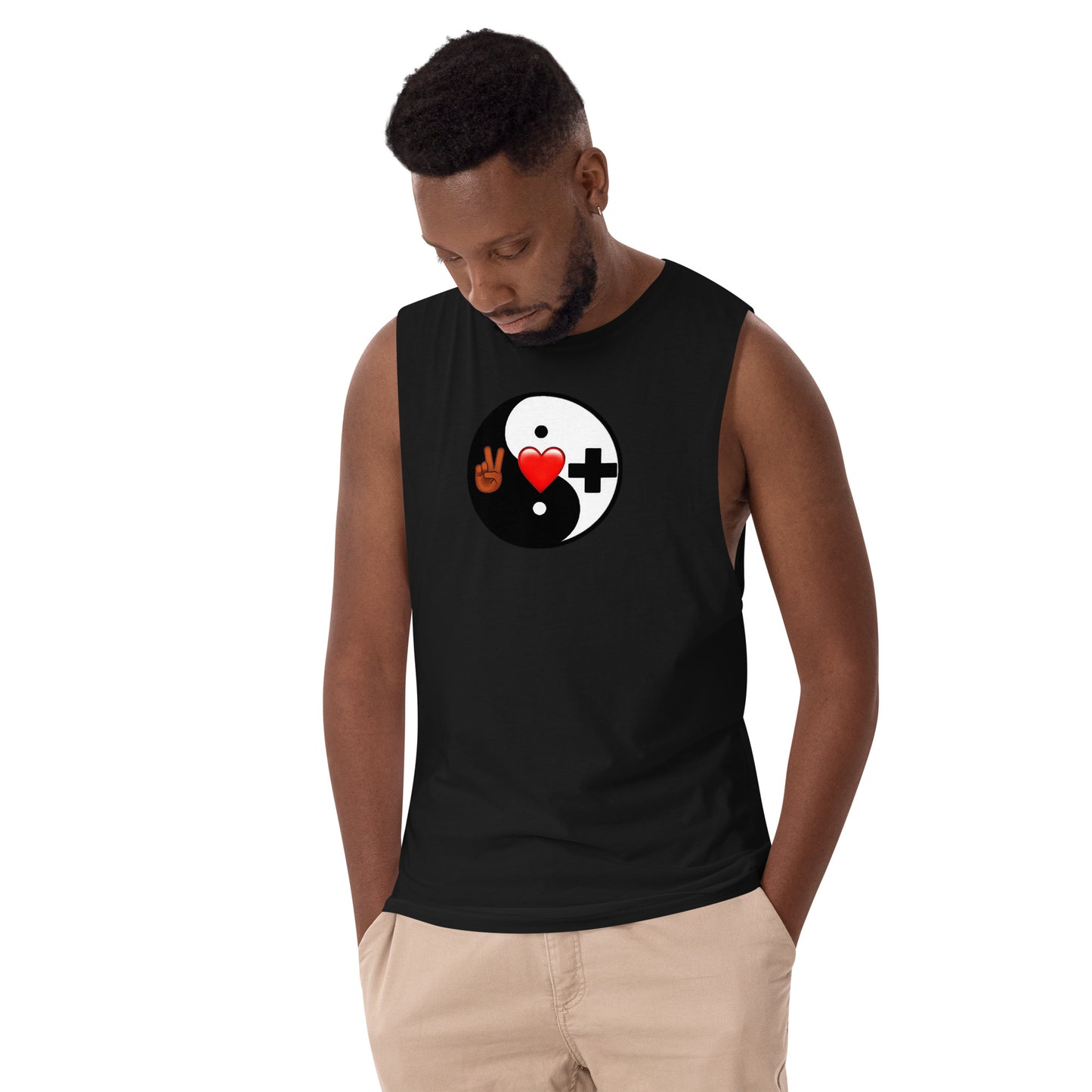 Men’s Drop Arm Tank Top (YIN)